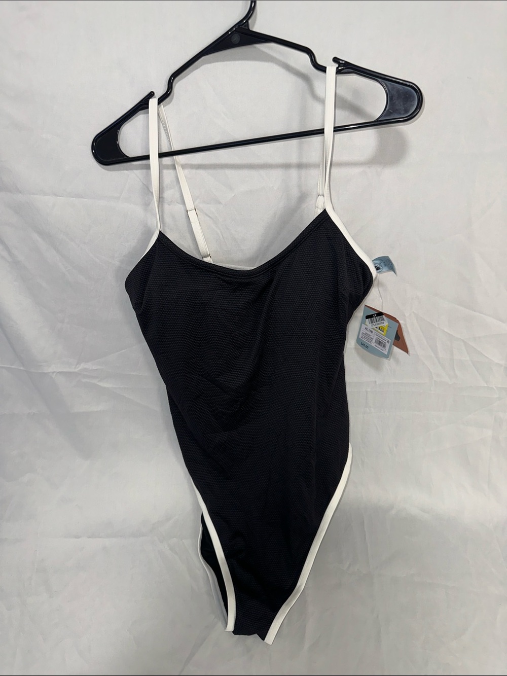 Shade & Shore Black One-Piece Swimsuit with White Trim